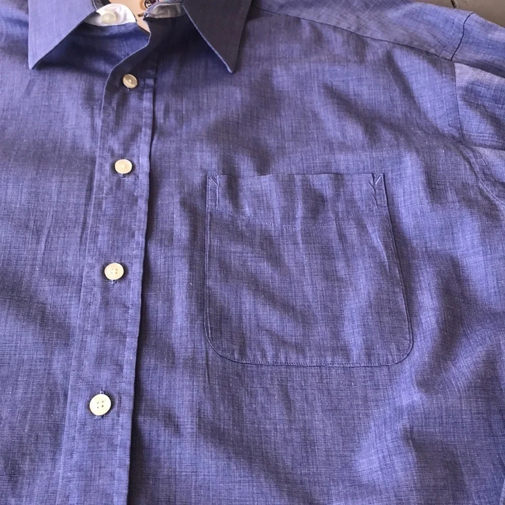 Tommy Hilfiger Blue Cotton Button Down Dress Shirt 16.5 35 - Picture 4 of 9